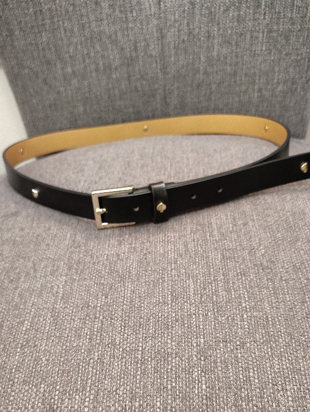 kate spade Black Leather Belt with Gold-Tone Buckle